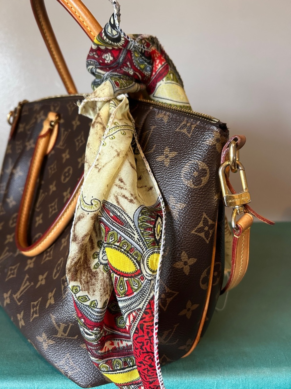 Paisley Scarf in Cream, Red & Yellow - Picture 2 of 3